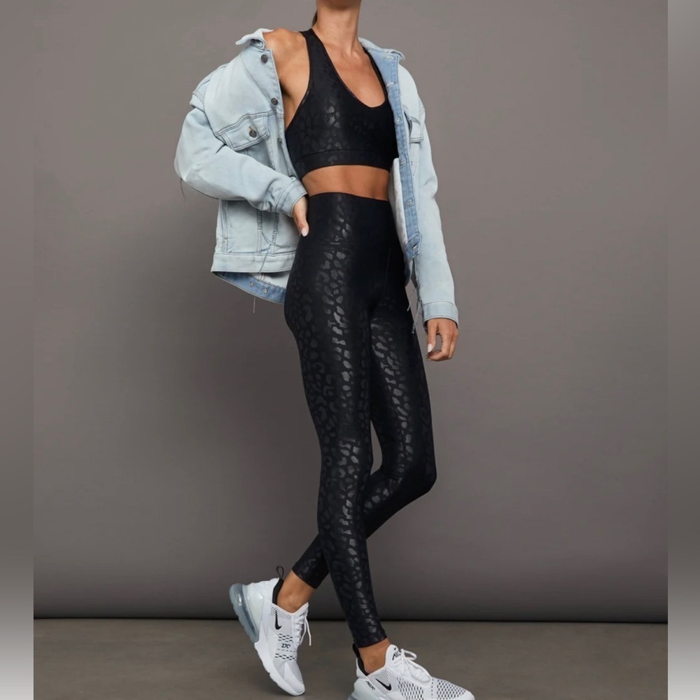 Lanston Sport Black Leopard Print Pants